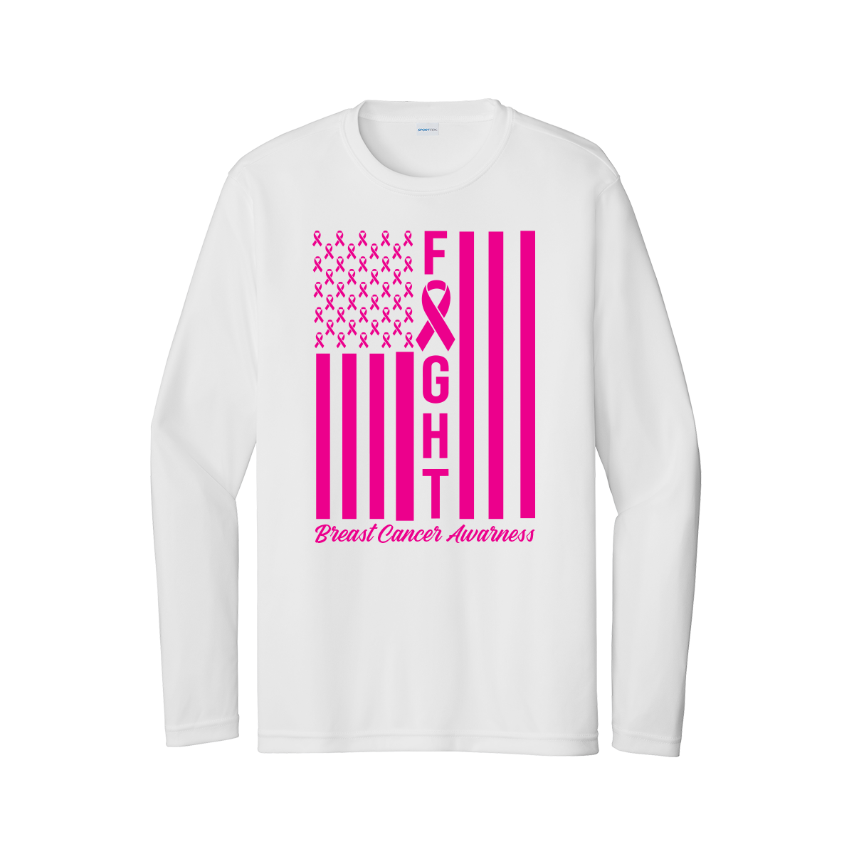 Sharyland Pioneer Volleyball - Breast Cancer Awareness - Dri-Fit Shirt - White - Long Sleeve