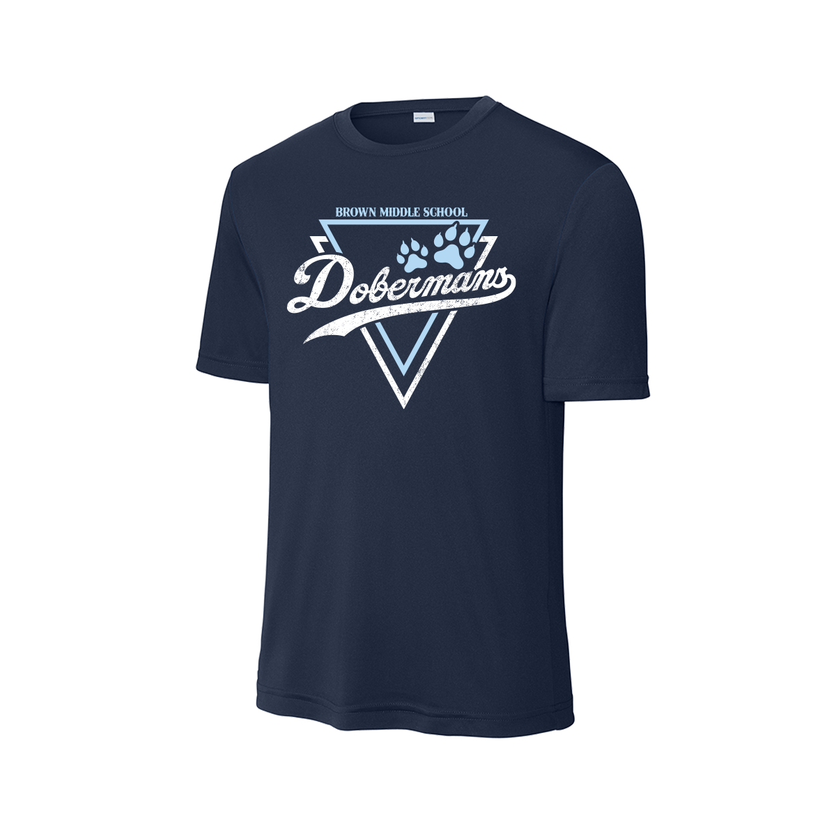 Brown Middle School - Dobermans Script - Navy Shirt