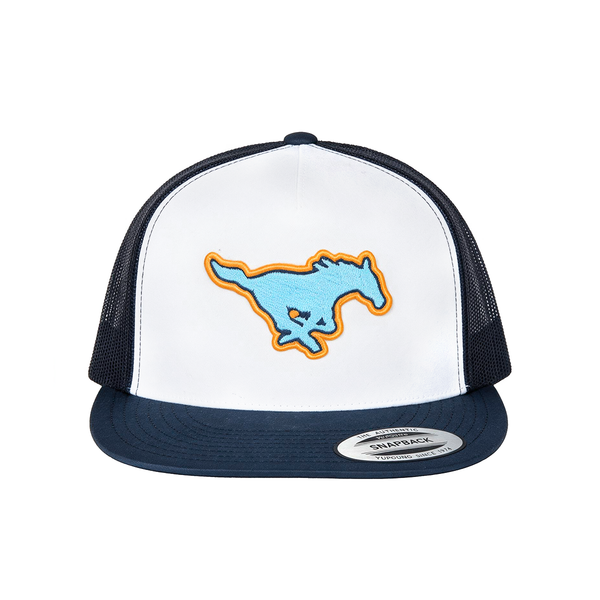 Memorial Mustangs Class of 2007 - Reunion Mascot Puff Cap - White/Navy